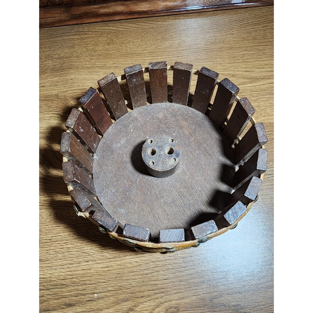 Vintage Wood & Rivets Nut Bowl Basket